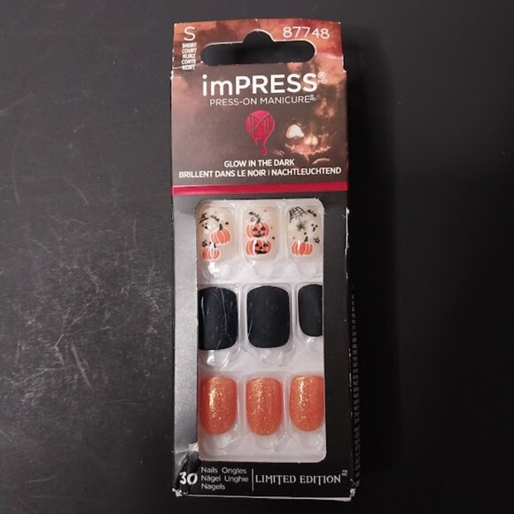 Halloween imPress Pumpkin black & Orange Nails Press on - Picture 1 of 2